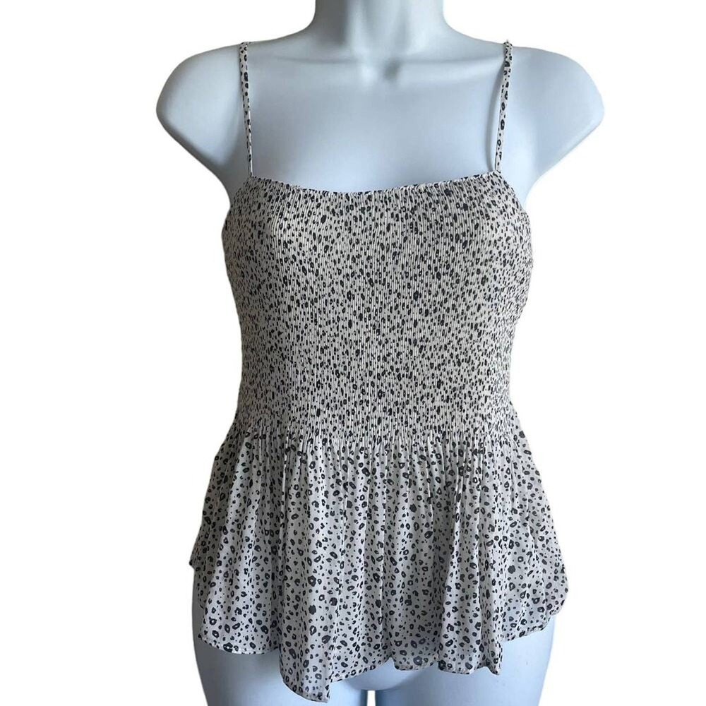 Lush Women Crop Top XS Animal Print Babydoll Smock Bodice Coquette Flirty Y2K